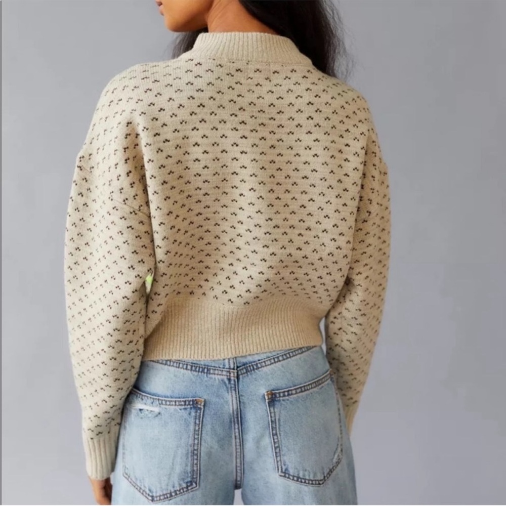 Urban Outfitters BDG Jesse Half-Zip Sweater Tan Brown and Neon Green - XS - Picture 4 of 16